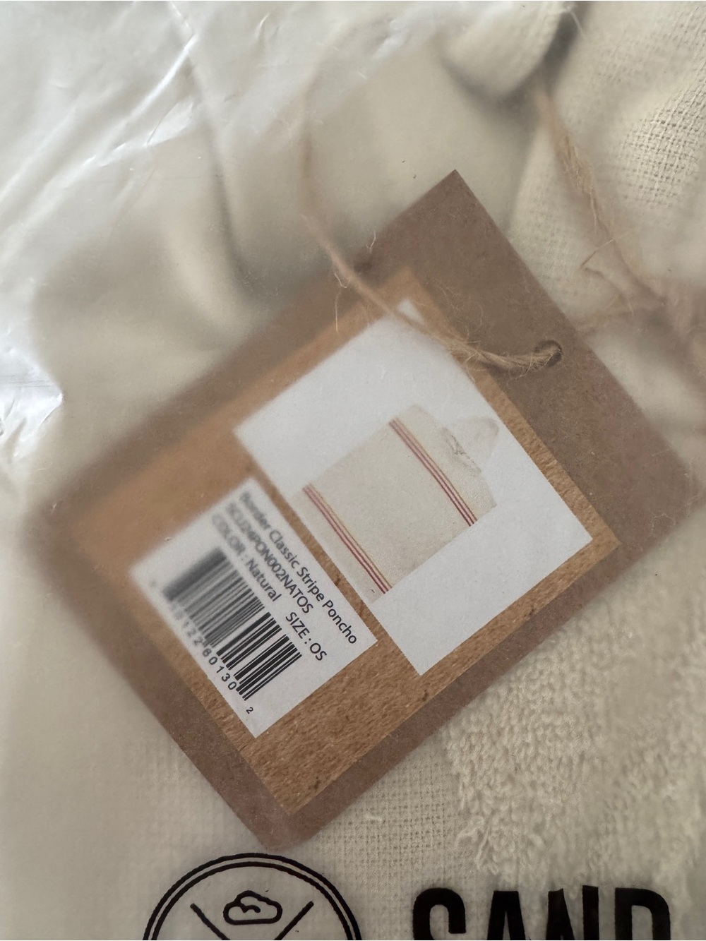 Sand Cloud Border Classic Stripe Poncho Natural - Picture 6 of 6